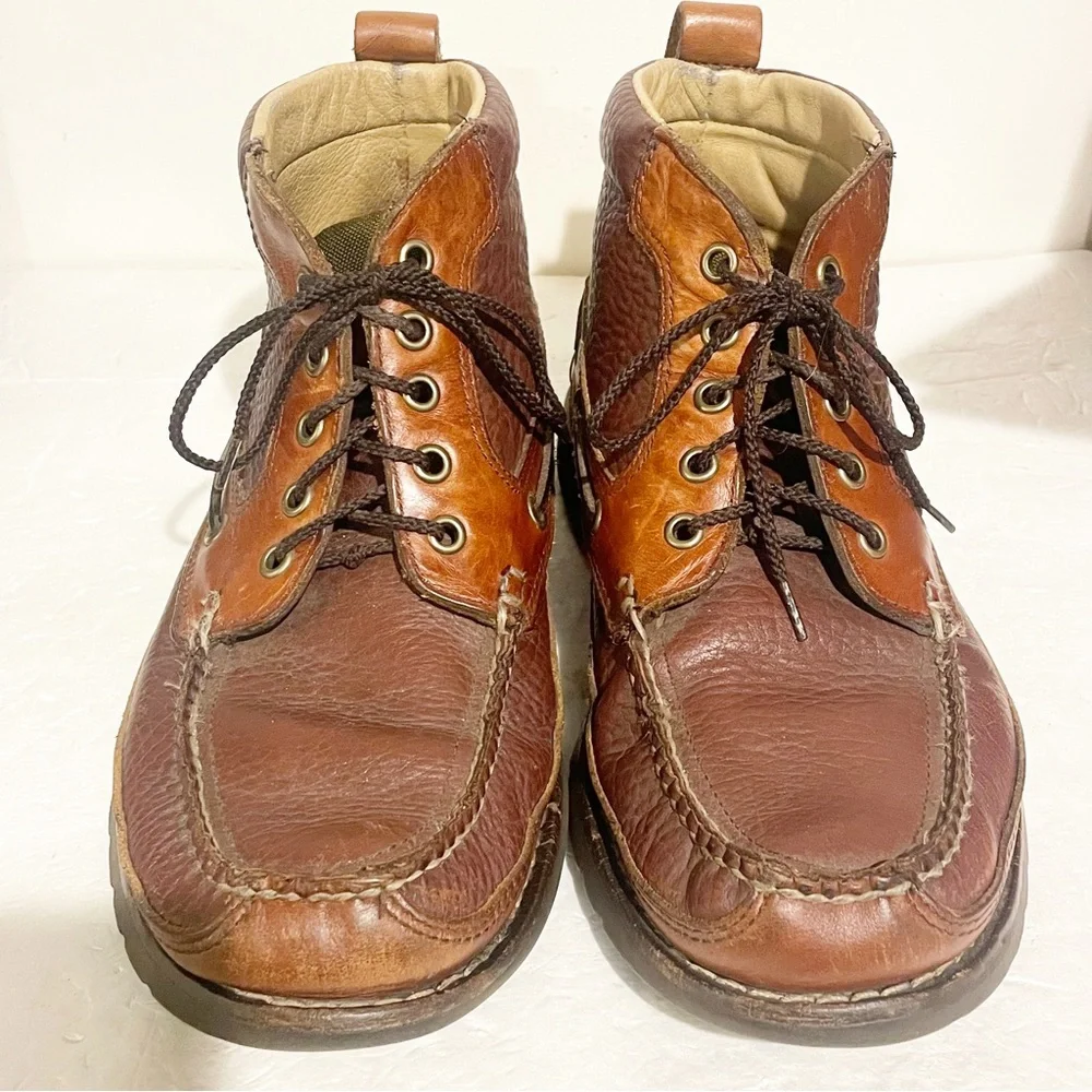 LL Bean‎ Mens Size 8 Chukka Allagash Brown Leather Moccasin Toe Boots